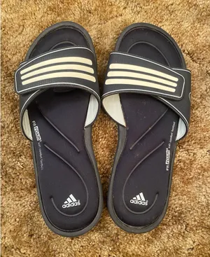 Adidas FitFoam Comfort Slides Navy White Women's Size 9 Three Stripe Adjustable thumbnail 1