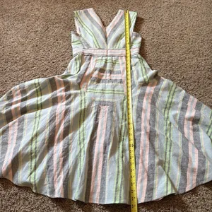 Hunter Bell Jordan Midi Dress Pastel Stripe Linen Cotton Size 6 thumbnail 6