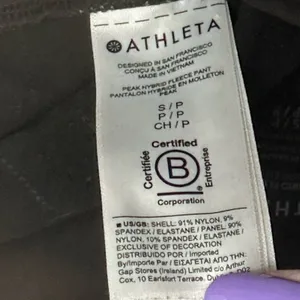 Athleta Peak Hybrid‎ Fleece Flare Pants Women's Size Small Black Zip Pockets thumbnail 6