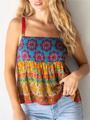 Natural Life Bohemian Patchwork Floral Tank Small thumbnail 1