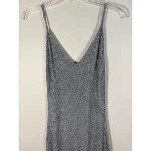 Brandy Melville Midi Dress Womens One Size Grey Excellent Ribbed‎ Knit V-Neck thumbnail 5