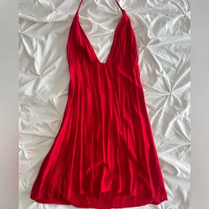 Elegant Red Halter Dress thumbnail 2