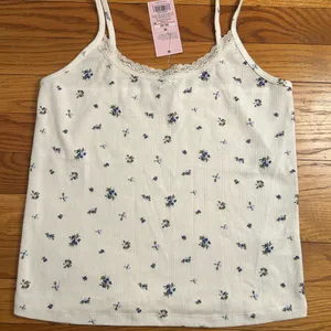 Wild Fable Floral Print Tank Top - Cream and Blue thumbnail 1