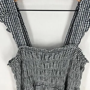 Old Navy Poplin Maxi Dress Womens 2XL Navy White Check‎ Stretch Square Neck thumbnail 5