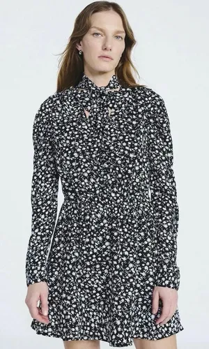 Scoop Black And White Floral Tie Neck‎ Dress Size XL thumbnail 1