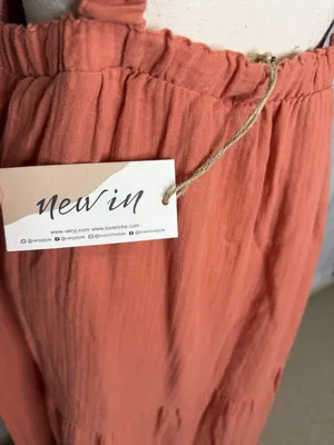 New In Maxi Dress Sz L Light Rust Red Open Back Ladder Strap Smocked Front NWT thumbnail 10