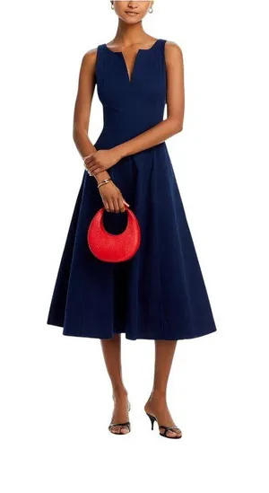 NWT Aqua Womens Paneled V-Neck Midi Dress IDL9634 Navy Blue S thumbnail 1