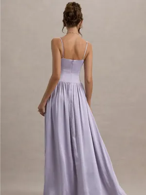 Club L London Jonas Lilac Plunge-Neck Drop Waist Maxi Dress - NEW thumbnail 2