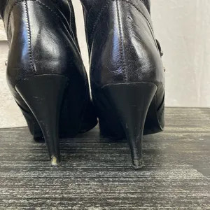 Nine West Black Leather Side Zip Heel Knee High Boots 7.5 thumbnail 3