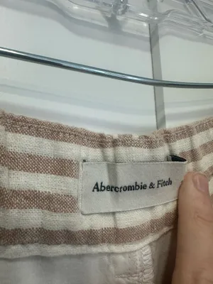 Abercrombie striped beige and white linen pants thumbnail 5