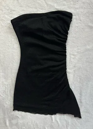 Princess Polly Donelli Mini Dress Black Size 2 Strapless Sparkly Asymmetrical thumbnail 1