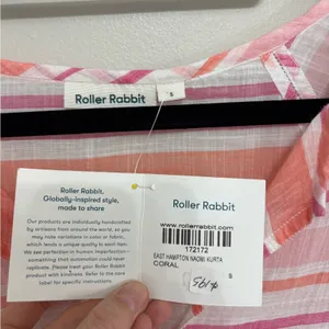NEW Roller Rabbit East Hampton Naomi Kurta in Coral 100% Cotton - Size S thumbnail 7