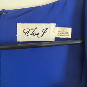 Eliza J Blue Floral Print Satin Twill High/Low Fit & Flare Dress Sz 6 Formal thumbnail 3