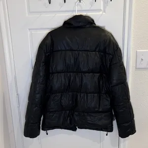 Zara Black Faux Leather Puffer Jacket Size M thumbnail 3
