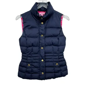 Lilly Pulitzer Isabelle puffer vest down filled XS zip front quilted navy blue thumbnail 3