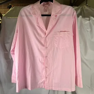 SKIMS Sleep Shirt Women's M/M Pink Cotton Button‎ Down Long Sleeve Pajama Top thumbnail 13