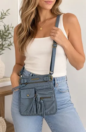 Montana West Blue Vegan Leather Crossbody Bag Multi Pocket Y2K Boho thumbnail 1