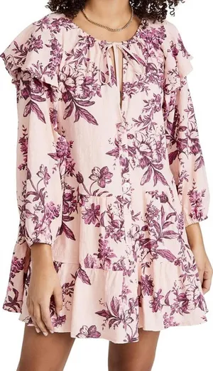 Free People Sun Baked Swing Dress Peach Combo thumbnail 1