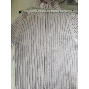 American Eagle Lilac Ribbed Full Zip Cardigan Sweater Mock Neck Lilac‎ Marl Med thumbnail 6