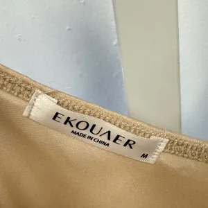 Ekouaer Champagne Gold Satin Cowl Neck Midi Slip Dress Women's Medium Adjustable thumbnail 6