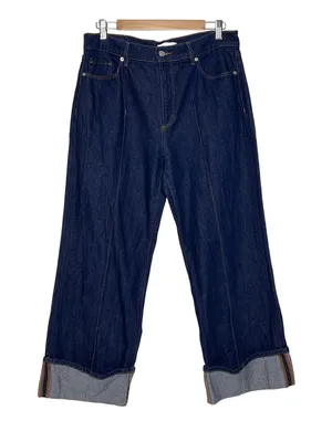 LOFT THE WIDE LEG Dark Blue High Rise Cuffed Jeans Women's Size 8 thumbnail 1
