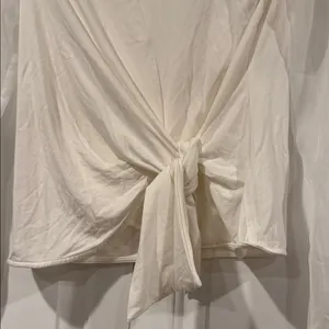 bebe chiffon sleeved Cream Tie-Front Blouse medium‎ nwt thumbnail 2