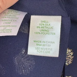 Lilly Pulitzer Giana Silk Top Navy and Gold V Neck Balloon Puff Long Sleeve SZ S thumbnail 5