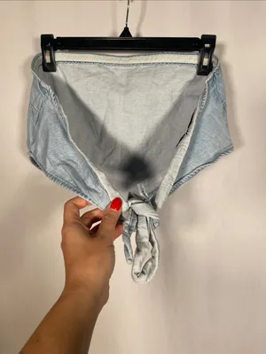 Zara Womens Bandana Denim Strapless Top Blouse Tie Back Medium thumbnail 3