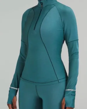 Lululemon Two Toned Ribbed Running Half Zip thumbnail 1