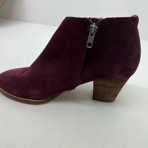 Madewell The Billie Booties in Suede burgundy stacked heel comfort autumn 9.5 thumbnail 7