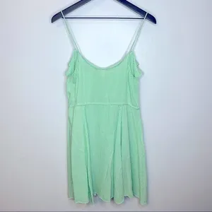 Free People Flutter Away Green Stripe‎ Ruffle Dress Size S thumbnail 5