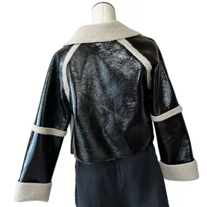 NWT STEVE MADDEN Faux Shearling Trim Faux Leather Jacket Oversized thumbnail 12