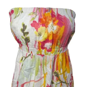 Old Navy Strapless Floral Maxi Dress‎ Women Medium Linen Blend Boho Summer thumbnail 2