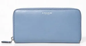 Coach Periwinkle Light Blue Leather Accordion Continental Zip Around Long Wallet thumbnail 1