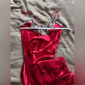 Elegant Vintage Red Satin Maxi Slip Dress Lace Trim Sleepwear Women’s Sz S EUC thumbnail 6
