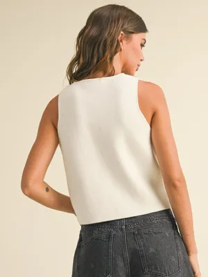 The native one white vest top silver organic buttons thumbnail 3