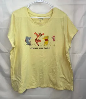 Disney women's yellow Winnie the Pooh Piglet‎ Tigger Eeyore casual tshirt cotton thumbnail 1