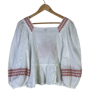 Universal Threads Womens Boho 100% Cotton Embroidered Peasant Top White Size M thumbnail 6