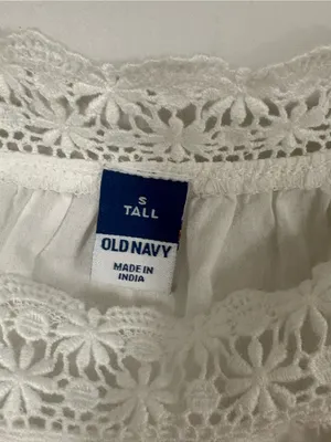 Old Navy White Long-Sleeve Lace Trim Top Square Neck Small Tall Loose Fit Summer thumbnail 8