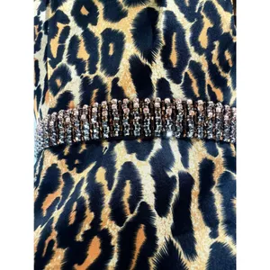 Sherri Hill 53301 Animal Print‎ Satin Halter Gown NWT Size 0 High Slit thumbnail 7