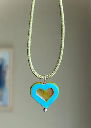 Handmade unique quality Czech glass heart bead fairy boho vintage retro style necklace🌿✨ thumbnail 1