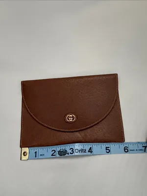 Gucci Vintage Accessory Collection Leather Envelope Pouch with Gold Logo thumbnail 8