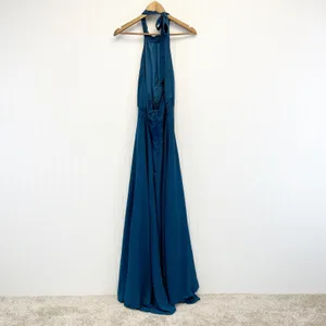 NEW Yumi Kim Womens M High Demand Maxi Dress Ink Blue Halter Top‎ Gown thumbnail 7