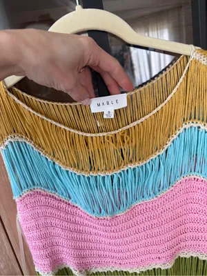 Mable fringe crochet dress Vacation Worthy Maxi Coverup colorful resortwear aqua thumbnail 4