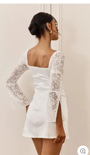 White Dress Selfie Leslie Mini Lace thumbnail 3