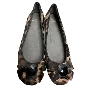 Stuart Weitzman Leopard Calf Hair Gemstone Bow Ballet Flats Brown Black 6.5M thumbnail 4