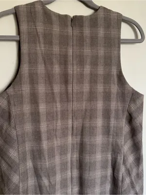 NWT Banana Republic Plaid Shift Mini Sleeveless Dress Brown Tan Women’s Size 6 thumbnail 8