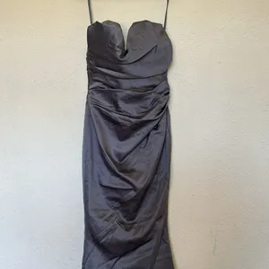 House of CB Fleur SHADOW SATIN STRAPLESS GOWN corset gray maxi dress size L NWOT thumbnail 3