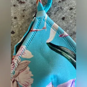 Triangl Blue Floral Triangle Scuba Bikini Swimsuit Top thumbnail 4