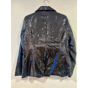 Forever 21 Black Sequin Blazer Disco Glam Oversized 14/16 thumbnail 5